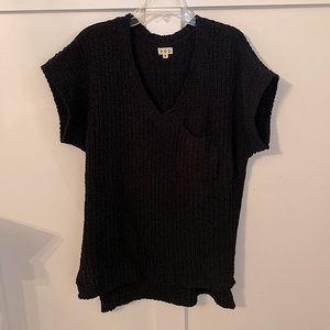 POL Soft Chenille Knit Black Sweater